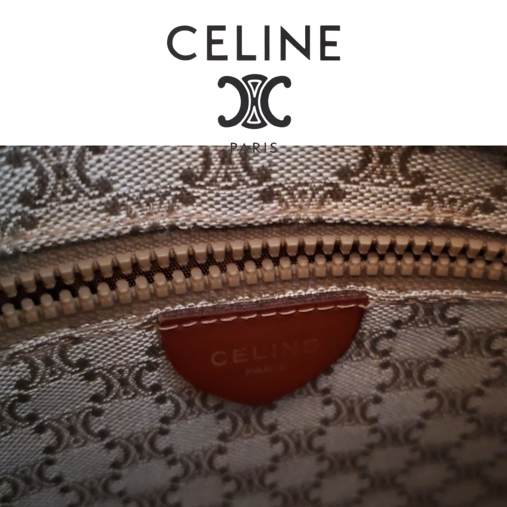 Vintage Celine Y2K Brown Monogram Clutch featuring Gold Hardware & Leather Strap - Picture 11 of 15